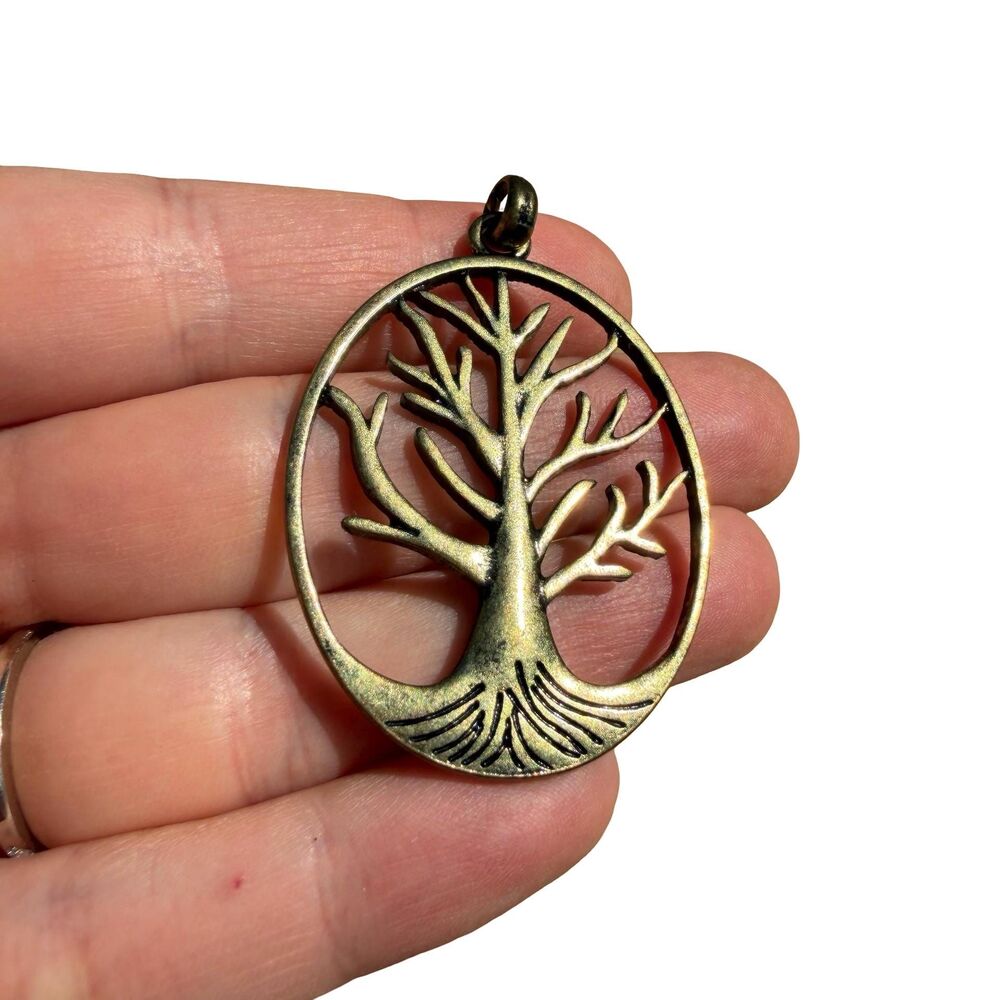 Vintage Jewelry Brass Tree of Life Pendant